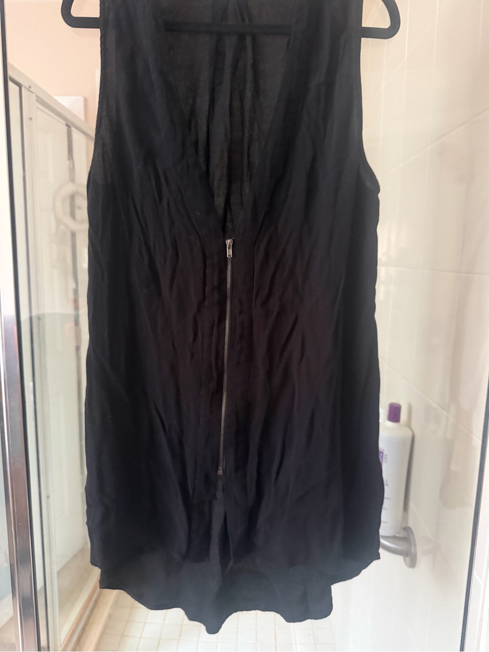 Sleeveless Black Zip-Front Women's Top